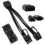 케이블 확장 어댑터, PSU용 16핀 16AWG, 고암페 남성 7.87인치(20cm) 600W 암수에서 듀얼 포트를 갖춘 GPU 8핀(6+2) 전원 12+4핀 : 바른상