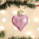 크리스마스 트리를 위한 올드 월드 핑크 반짝이는 하트 유리 풍선 장식, 수작업 홀리데이 컬렉션 Pink Glittered Heart : 제이스마트온
