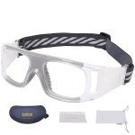 수그리 스포츠 안경, 조절 가능한 스트랩으로 김서림 방지 충격 흡수, 보호 안경 1 G8021 Black Frame White : McubeAlpha