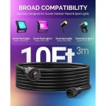고비 야외 홍수등 및 스팟 라이트용 사이버로드 10FT 연장 케이블, H7057, H7058, H7060, H7062, H7093, H7094, H7065, H7066, 블랙용... 