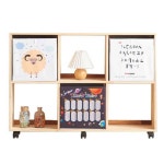 살림방 H6344 2단 6칸 나무 바퀴형 책장 바퀴책장 : 살림방2