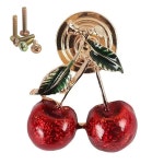 완니안뮤10Pcs 레드 체리 모양 금속 손잡이 캐비닛 서랍 손잡이 당김 손잡이 가구 장식 옷장 옷장 찬장 서랍장 서랍장 서랍장 손잡이 2... 