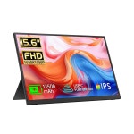 Qunub 휴대용 모니터 15.6인치 FHD 배터리 US 킥스탠드와 PS5/4용 스피커가 모니터, HDMI Xbox, 및 내장된 PC, 여행용 노트북, 1080p... 