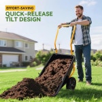 산메오 접이식 듀얼 휠 손수레, 튼튼한 농장 공기 정원 타이어, 330파운드 목장을 유틸리티(블랙) 위한 야드 야외 홈 충전 잔디밭 카트, 가든... 