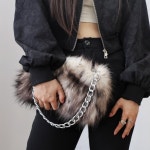 H6881 플러시 겨울 숏헤어 은장체인 미니백 숄더백 퍼 토트백 레오파드 털가방(3/C) : ROSY CABINET