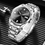 남성용 Taxau 미니멀리스트 시계 스테인리스 스틸 손목시계 방수 비즈니스 드레스 럭셔리 아날로그 쿼츠 큰 얼굴과 데이트 Black-G8470... 