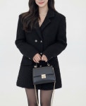블랙 핑크 더블버튼 모직 트위드 하프 자켓 : Jaru 자루