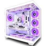 ANSAITE PC 케이스 ATX 9 PWM ARGB 팬 사전 설치, 미드 타워 게이밍... 지원 강화 유리 화이트 컴퓨터 W9 WHITE : 골드데몬헌터스