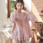 60수 순면 9부 파자마 상하세트 플라워 프릴 잠옷 5317 : 꿀잠커플