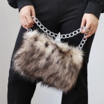 H6881 플러시 겨울 숏헤어 은장체인 미니백 숄더백 퍼 토트백 레오파드 털가방(3/C) : ROSY CABINET