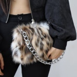 H6881 플러시 겨울 숏헤어 은장체인 미니백 숄더백 퍼 토트백 레오파드 털가방(3/C) : ROSY CABINET