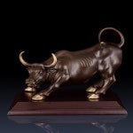 황소장식품 황동 황소 가축 모형 높이8CM 서있는 조각상 황금소 빈티지 월가 펠리컨 공예 뿔옐로우/가로12 가로7.5 행운 사이즈1 재물 : 노바... 