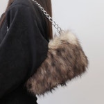 H6881 플러시 겨울 숏헤어 은장체인 미니백 숄더백 퍼 토트백 레오파드 털가방(3/C) : ROSY CABINET