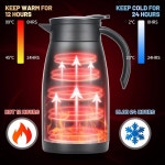 MUCR 34온스 보온 카라페, 스테인리스 커피 카라페로 12시간 동안 뜨거운 커피와 차를 보관하고 24시간 차갑게 유지, 1L/블랙 Black 34 oz... 