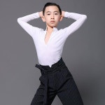 2021 키즈 보이 라틴 댄스 티셔츠 3 색 전문 탑 V 칼라 디자인 재즈 룸바 차차 G5031 : 쑈룸25