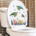 바다 밑 화장실 벽화 변기 접착식 WC 장식 벽 아트 욕실 거북이 데칼 필 커버 앤 탈착식 스티커 뚜껑 스틱 산호 해초 셀프 : Elite Agent