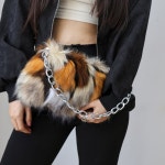 H6881 플러시 겨울 숏헤어 은장체인 미니백 숄더백 퍼 토트백 레오파드 털가방(3/C) : ROSY CABINET