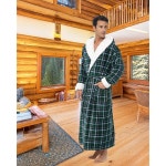 알렉산더 델 로사 남성용 롱 후드 셰르파 로브, 후드 빅 및 톨 플러시 플리스 후디 목욕 가운 헌터 그린 격자무늬 3XL (A0262AFV3X)... 