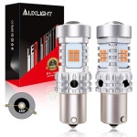 LED 전구 AUXLIGHT 7507 1156 BAU15S 턴 시그널 라이트 교체용 2200K 앰버 옐로우 (2개세트) : 아마픽커