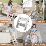 eAj 우 삼촌 2단계 용 의자 - 접이식 미끄럼 방지 용 스텝 의자, 10.6인치... 욕실 싱크대용 강철 프레임, 배변 훈련 및 침대 옆 사용 : 미러클래어