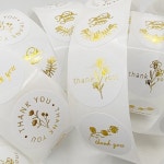 100-500Pcs 금박  카드 상자 패키지 파티 포장 장식 베이킹 음식 중소기업 1Inch/2.5CM 스티커 감사 : 박인터