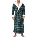 알렉산더 델 로사 남성용 롱 후드 셰르파 로브, 후드 빅 및 톨 플러시 플리스 후디 목욕 가운 헌터 그린 격자무늬 3XL (A0262AFV3X)... 