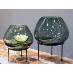 베이스, 유리 및 금속, 무연탄 검은색, 수제, 직경 26 x 30cm의 길드 비투 랜턴 : 하루에프몰