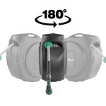 접이식 정원 호스 릴, 65피트 + 6피트 5/8인치 내구성 있는 벽걸이 워터 180 회전 브래킷, 9개의 패턴 분무기, 리더 호스, 부드러운 자동 되감기... 