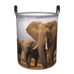 손잡이가 달린 코끼리 가족 세탁 바구니 둥근 방수 옷 보관 접이식 키 큰 정리함 가벼운 더러운 작은 Small Black : 유니샵 UNI SHOP