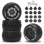 12mm/14mm 헥스 어댑터 RC 휠 및 타이어가 장착된 MX28 F/R 2.8인치... 빅 록 화강암 VortEX 3S 트랙사스 러슬러 4PCS (스타 : J유컴퍼니