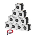 YEJMKJ 10팩 네마 17 스테퍼 모터 2상 1.8 0.29Nm(41.07온스 인치) 고토크 바이폴라 34mm 30mm 0.4A 4-리드 샤프트 24mm 5mm 42 케이블... 