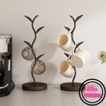 나무 모양 커피 머그잔 홀더 녹슬지 않는 프리 스탠딩 워터 컵 걸이 다기능 4 후크 스토리지 랙 주방 : 시드컴퍼니2