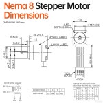 YEJMKJ 네마 8 스테퍼 모터 2상 1.8 1.2Ncm(1.7온스 인치) 고토크 바이폴라 25mm 0.3A 21 4-리드 샤프트 10mm 4mm 20 미니 케이블 0.5M 3D... 