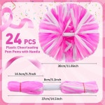 팀 스포츠 축구 댄스 응원 성인(핑크와 화이트)을 위한 윤세일링 24팩 치어리딩 폼 폼폼과 배턴 핸들 14.5인치 메탈릭 응원단 폼폼(핑크와... 