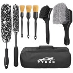8Pcs 브러시 타이어 클리너 세트 부드러운 클리닝 2개 디테일 하드 스크러버 유연하고 내구성이 뛰어난 타이어용 키트 Black : 그린베스트23