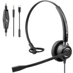 위트 투 유선 헤드셋 3.5mm/USB-C 컴퓨터 노이즈 캔슬링 마이크 포함 PC 노트북 : 위너웨이브
