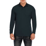 브로슬로스 남성용 코튼 긴팔 폴로 셔츠와 포켓 모이스처 위킹 클래식 캐주얼 스포츠 골프 셔츠 Dark Navy Blue Small : 레몬팩토리2