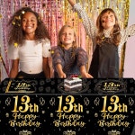 Juhap 41Pc 소년 소녀들을 위한 해피 13번째 생일 파티 장식, 블랙 골드 공식 청소년 용품, 13가지 테마 장식 식기, 종이 접시 냅킨 식탁보... 