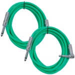 SAGC10R-Green-2팩 3.5m(10피트), 2팩 TS 0.6cm(1/4인치)에서 0.6cm(1/4인치) 직각 기타 케이블, 그린 레드 : 지원픽