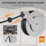 기린 공구 압력 세척 호스 릴 65피트, 파워 릴, 세척기 접이식 헤비 듀티, 교체 가능한 호스, 벽/바닥 장착, 3200 PSI, 실버 : 애플선선