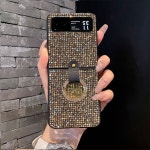 모토 레이저 40 40울트라용  샤이니 가죽 라인스톤 링 버클 폰 케이스, 반짝이는 PC 골든 라티스 백 커버 : 오렌지브라운