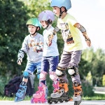 eAj 3세에서 10세 사이의 여자 남자 들을 위한 SULIFEEL 인라인 스케이트, 가벼운 바퀴, 청소년 초급 실내 및 실외용 4가지 사이즈 조절 가능... 