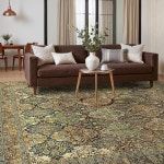 거실용 제니모 3x5 영역 러그, 세탁기 세탁이 가능한 논슬립 빈티지 침실용 로우 파일 경량 샤닐 프린트 식당, 홈 오피스, 브론즈 올리브 : 위드미AD