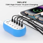 RELIFE RL-309M 72W 10포트 스마트 고속 충전기 타입C (휴대폰/전자기기 수리용 도구) : 지성유통.