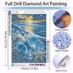 비치 다이아몬드 페인팅 키트 - 아트, 조개껍질 보석 공예 선물, DIY 5D 아트 가정용 벽 장식 선물로 완벽 (16x12 인치) G7843 : 앤젤셀렉트