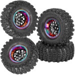 RCYouHot RC 알루미늄 1.3 SCX24 TRX4M 1/18 1/24 크롤러용 휠 타이어.1.3 비드록 타이어 세트, 및 타이어/휠 림(4PCS) 블랙 : 김미프라임