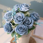 인공 푸른 장미 꽃 실크 장미 꽃다발 가정 정원 장식 웨딩 장미 : DiEU종합쇼핑몰원