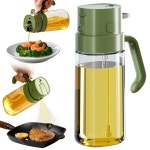 시 봄스 3 in 1 유리 올리브 오일 어 요리용 550ml/18 6 디스펜서 병 식용유 주방 기기 녹색 Gr n : Saso