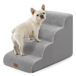 작은 강아지를 위한 코지 키스 개 계단 19.7인치 높이, 펫 스텝, 나이 든 고양이, 하이 베드 또는 자동차를 커브드 램프, 고밀도 폼이 있는 계단... 