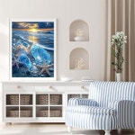 비치 다이아몬드 페인팅 키트 - 아트, 조개껍질 보석 공예 선물, DIY 5D 아트 가정용 벽 장식 선물로 완벽 (16x12 인치) G7843 : 앤젤셀렉트